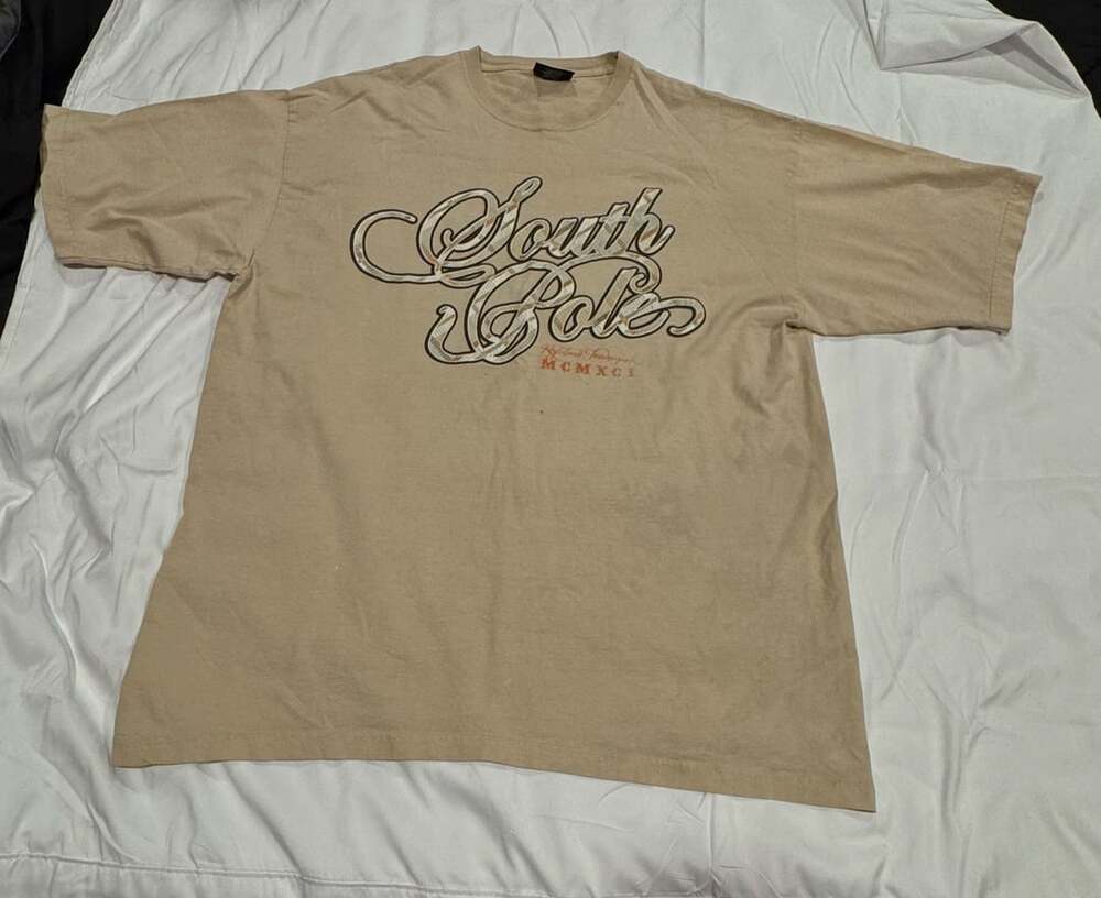 Southpole T-Shirt Size 2XL Tan Graphic Logo Vintage Y2K